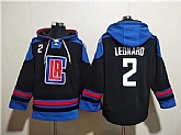 Men's Los Angeles Clippers #2 Kawhi Leonard Black Blue Lace-Up Pullover Hoodie,baseball caps,new era cap wholesale,wholesale hats